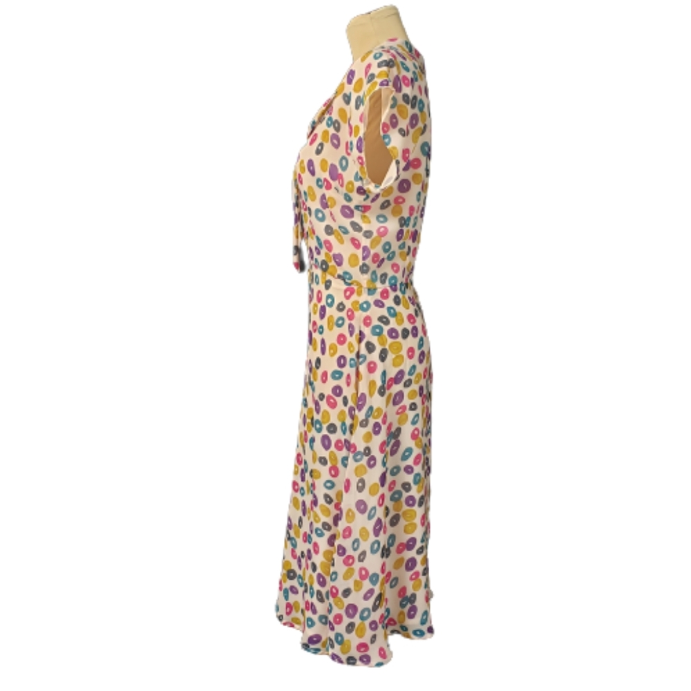 SOLD Bettie Page by TATYANA Retro Inspired Donut Circle Printed Dress Sz M - Picture 5 of 7